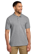 Port & Co Core Blend Jersey Knit Pocket Polo. KP55P - Athletic Heather - front