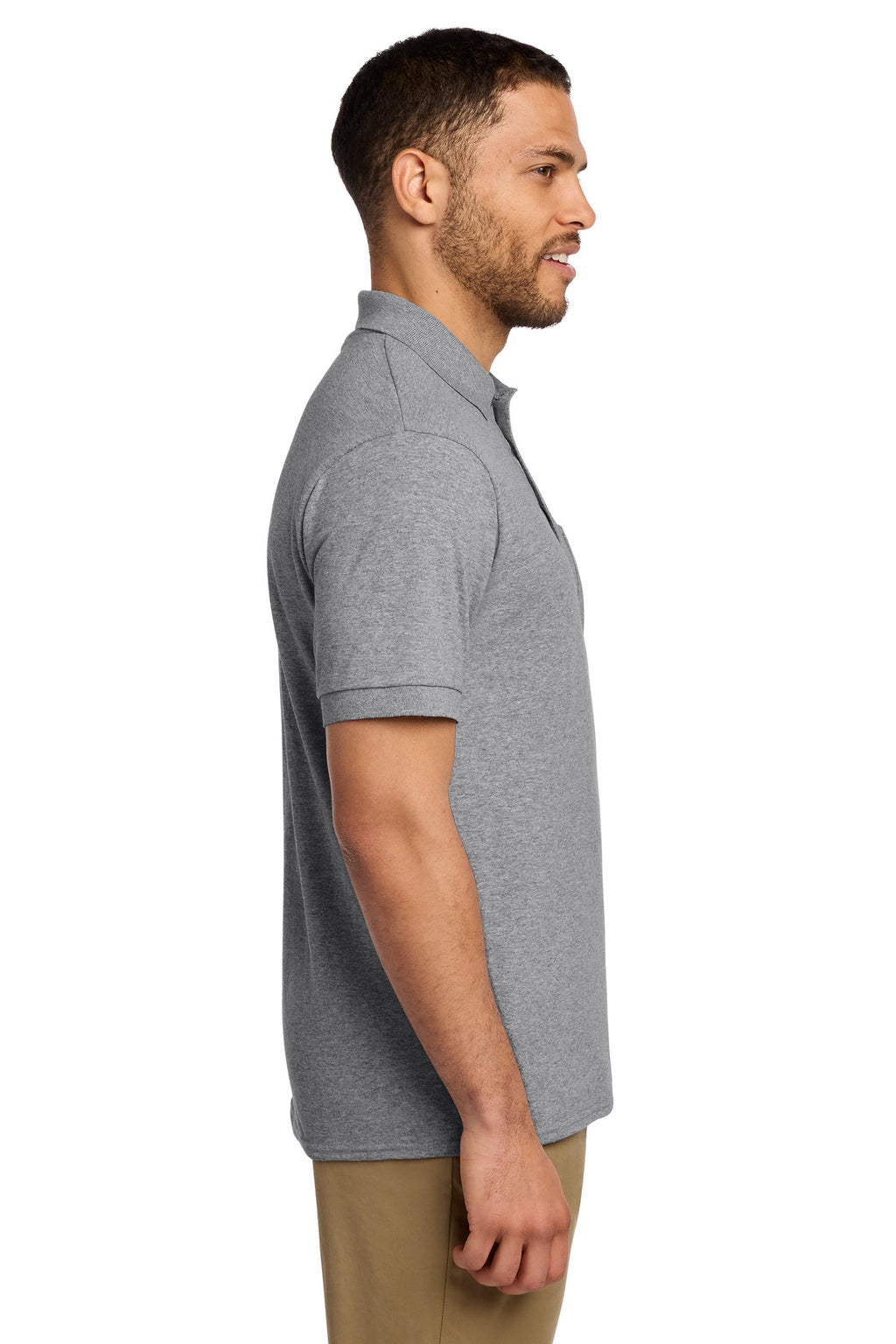 Port & Co Core Blend Jersey Knit Pocket Polo. KP55P - Athletic Heather - side