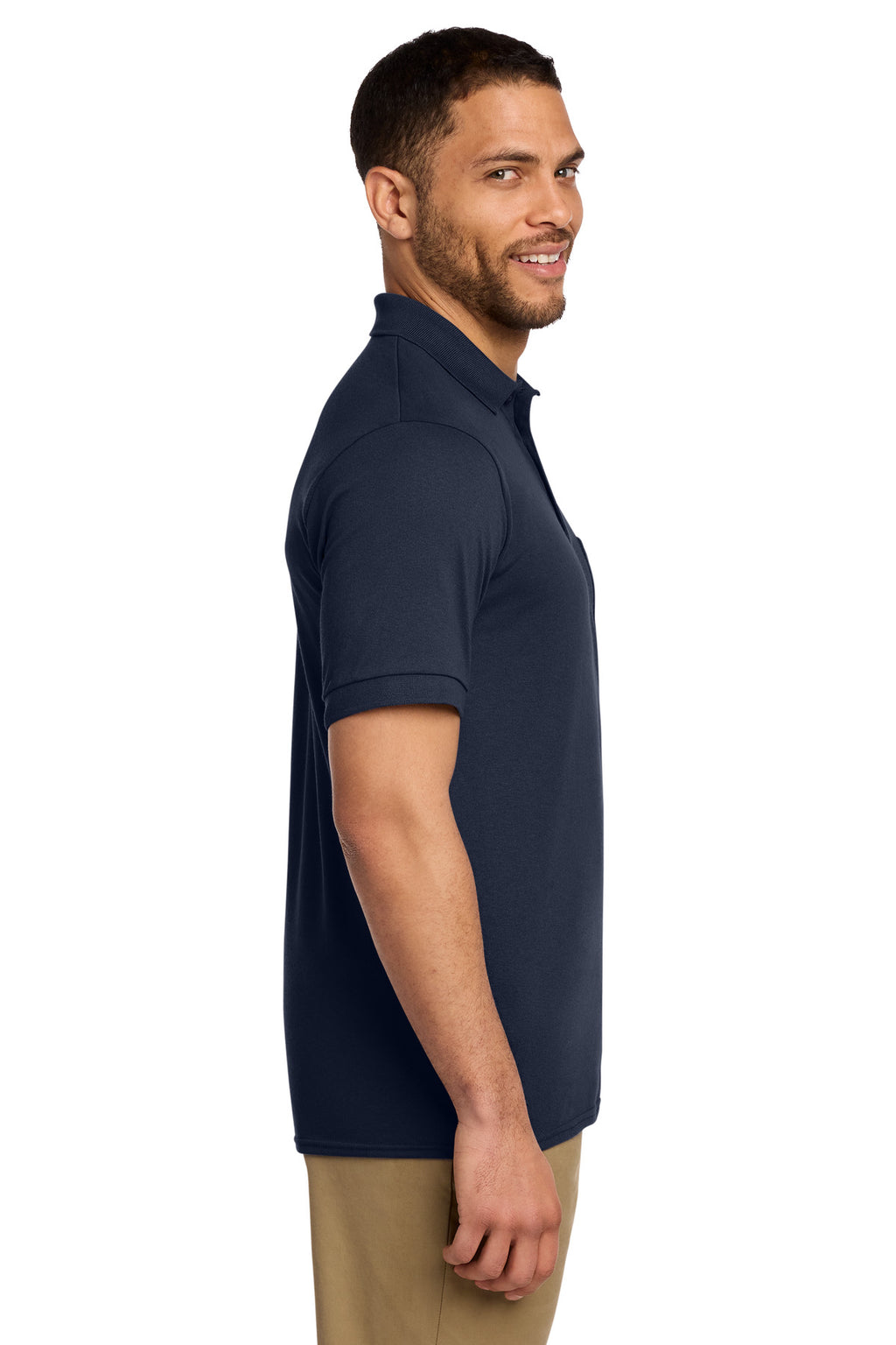 Port & Co Core Blend Jersey Knit Pocket Polo. KP55P - Deep Navy - side