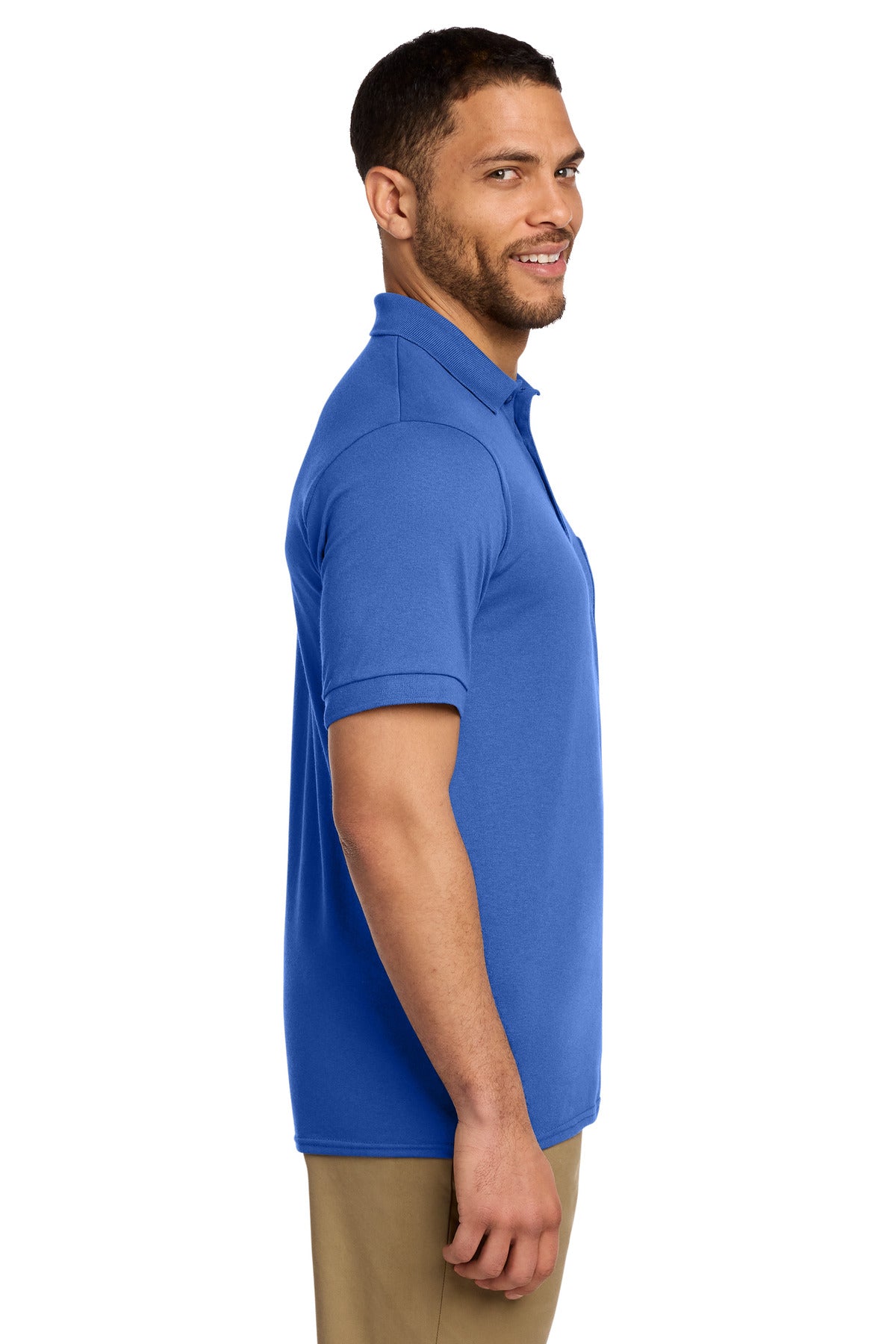 Port & Co Core Blend Jersey Knit Pocket Polo. KP55P - Royal - side