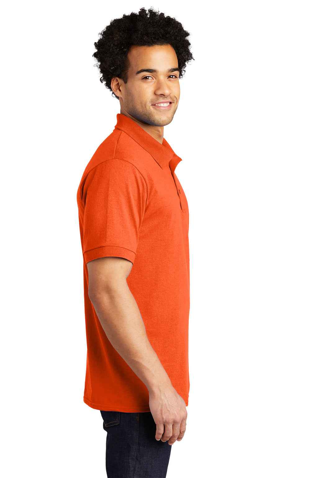 Port & Co Tall Core Blend Jersey Knit Polo. KP55T - Safety Orange - side