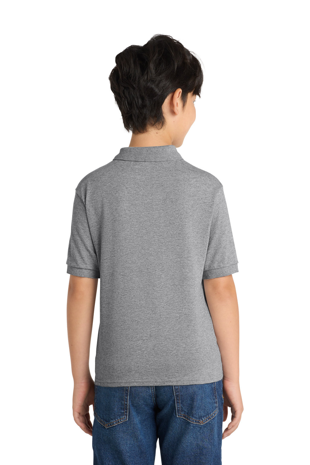 Port & Co Youth Core Blend Jersey Knit Polo. KP55Y - Athletic Heather - back