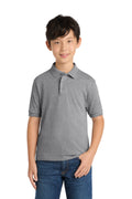 Port & Co Youth Core Blend Jersey Knit Polo. KP55Y - Athletic Heather - front