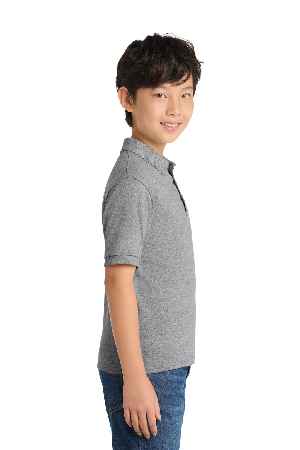 Port & Co Youth Core Blend Jersey Knit Polo. KP55Y - Athletic Heather - side