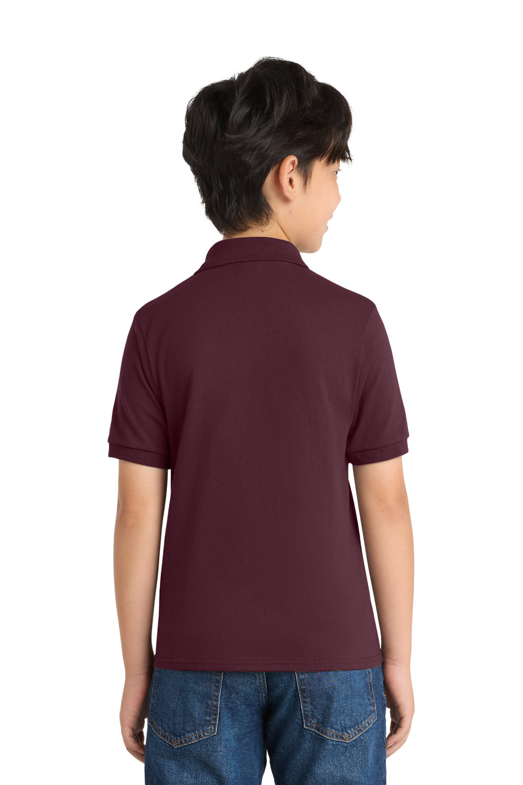 Port & Co Youth Core Blend Jersey Knit Polo. KP55Y - Athletic Maroon - back