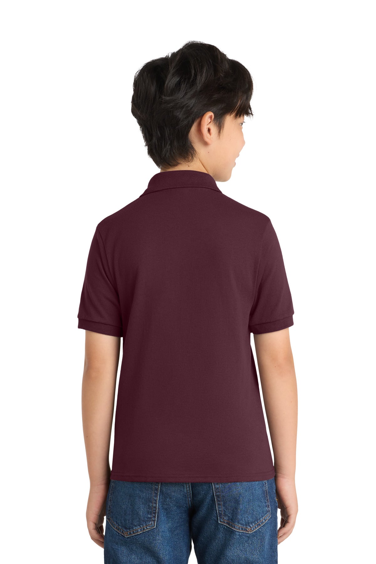 Port & Co Youth Core Blend Jersey Knit Polo. KP55Y - Athletic Maroon - back