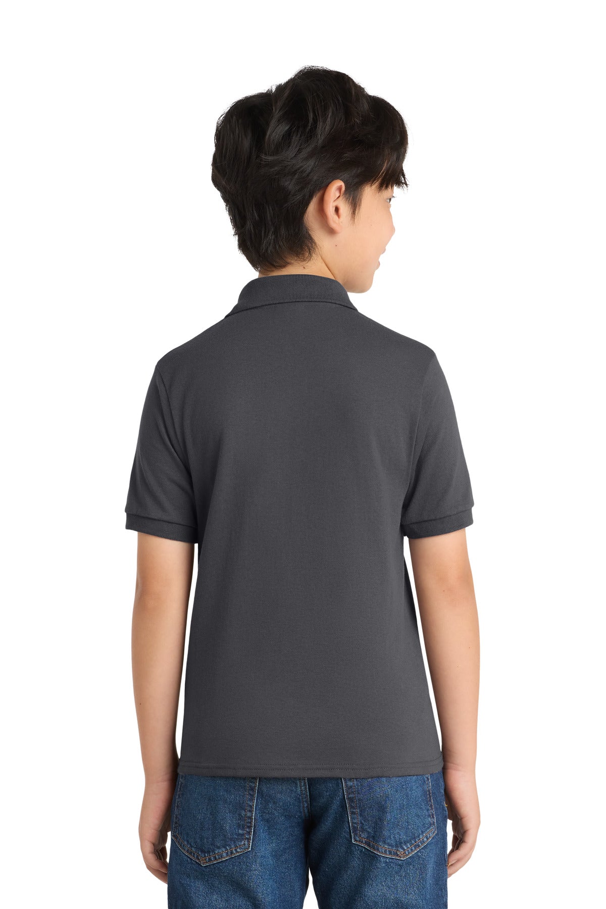 Port & Co Youth Core Blend Jersey Knit Polo. KP55Y - Charcoal - back
