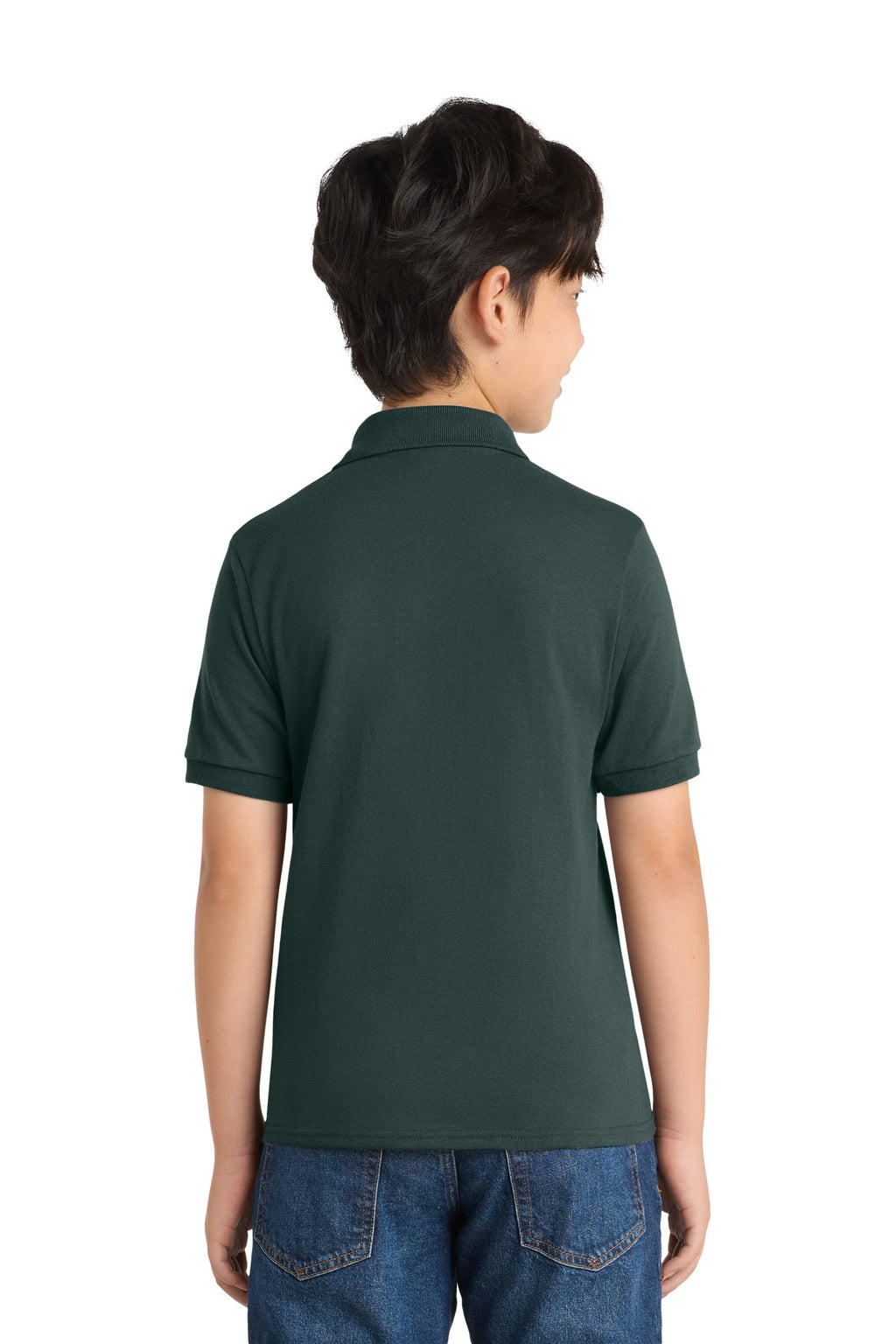 Port & Co Youth Core Blend Jersey Knit Polo. KP55Y - Dark Green - back