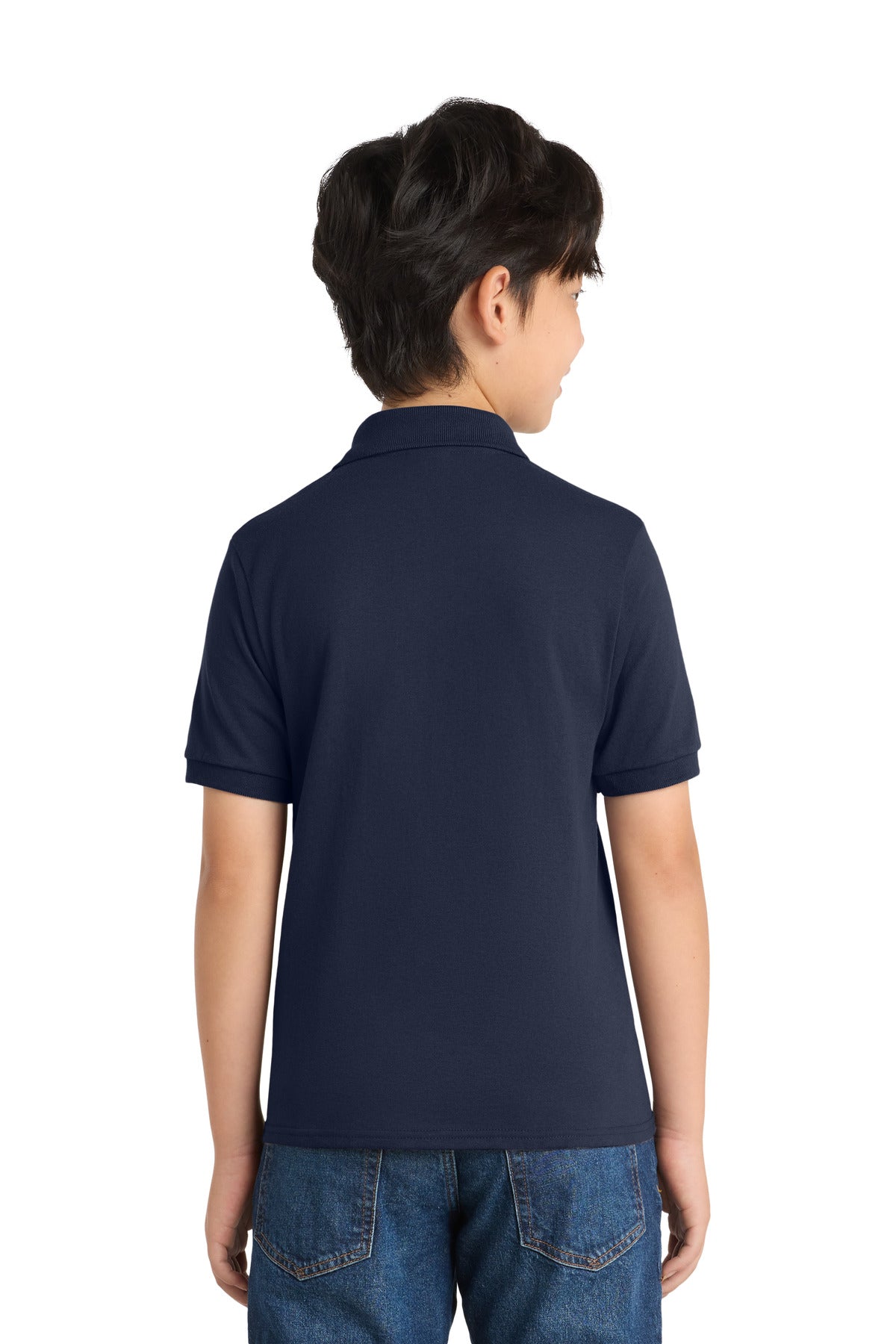 Port & Co Youth Core Blend Jersey Knit Polo. KP55Y - Deep Navy - back