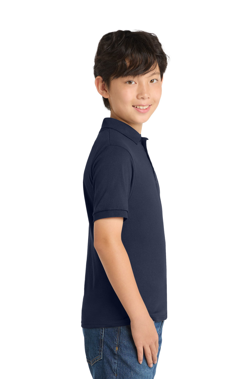 Port & Co Youth Core Blend Jersey Knit Polo. KP55Y - Deep Navy - side