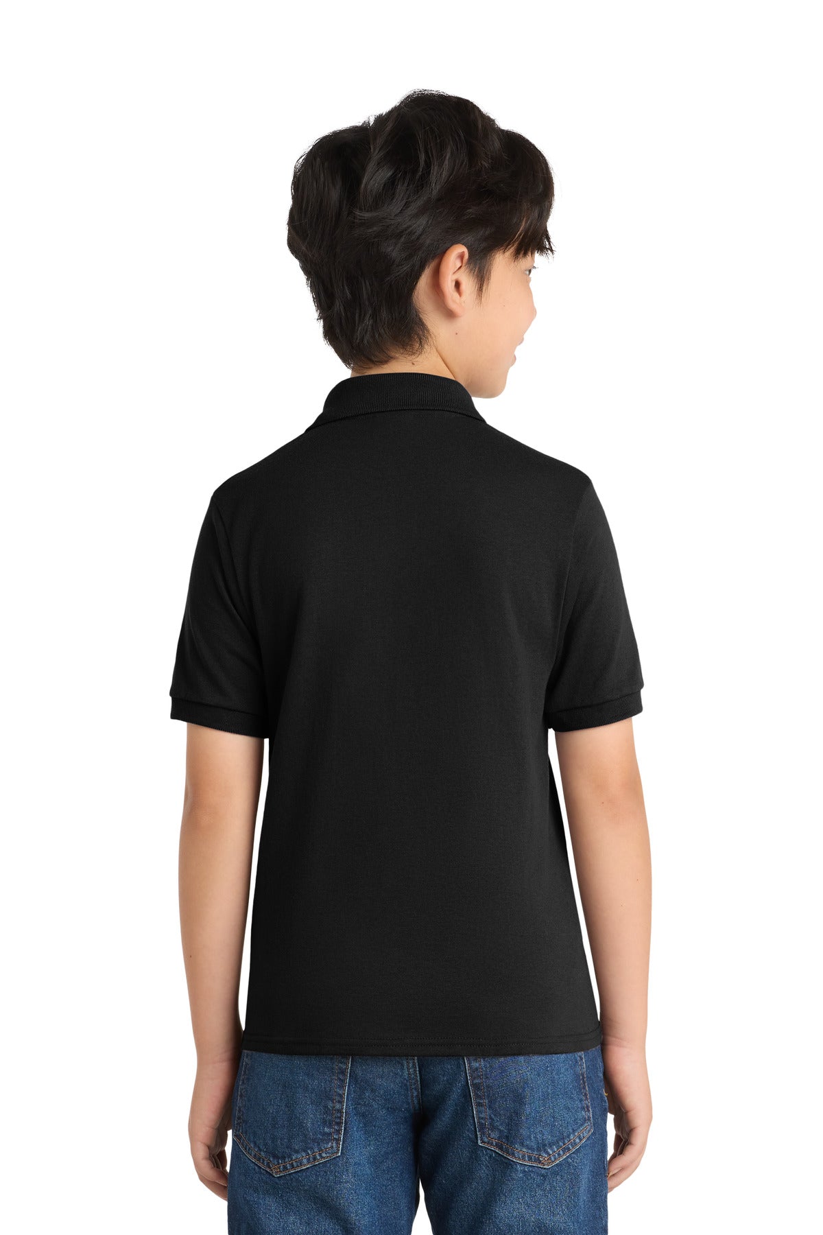 Port & Co Youth Core Blend Jersey Knit Polo. KP55Y - Jet Black - back