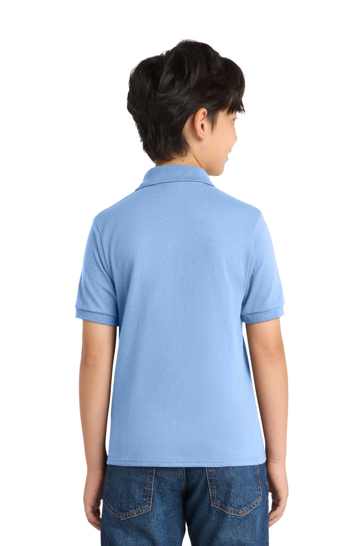 Port & Co Youth Core Blend Jersey Knit Polo. KP55Y - Light Blue - back
