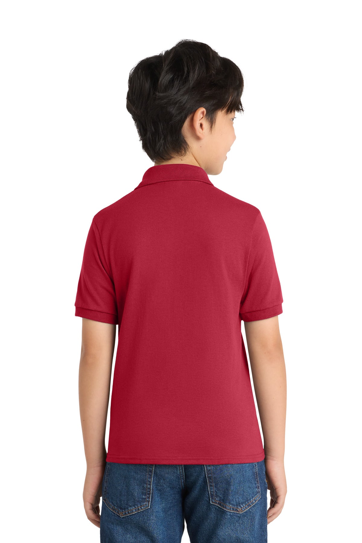 Port & Co Youth Core Blend Jersey Knit Polo. KP55Y - Red - back