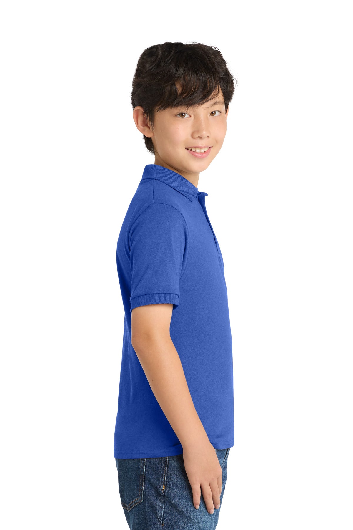 Port & Co Youth Core Blend Jersey Knit Polo. KP55Y - Royal - side