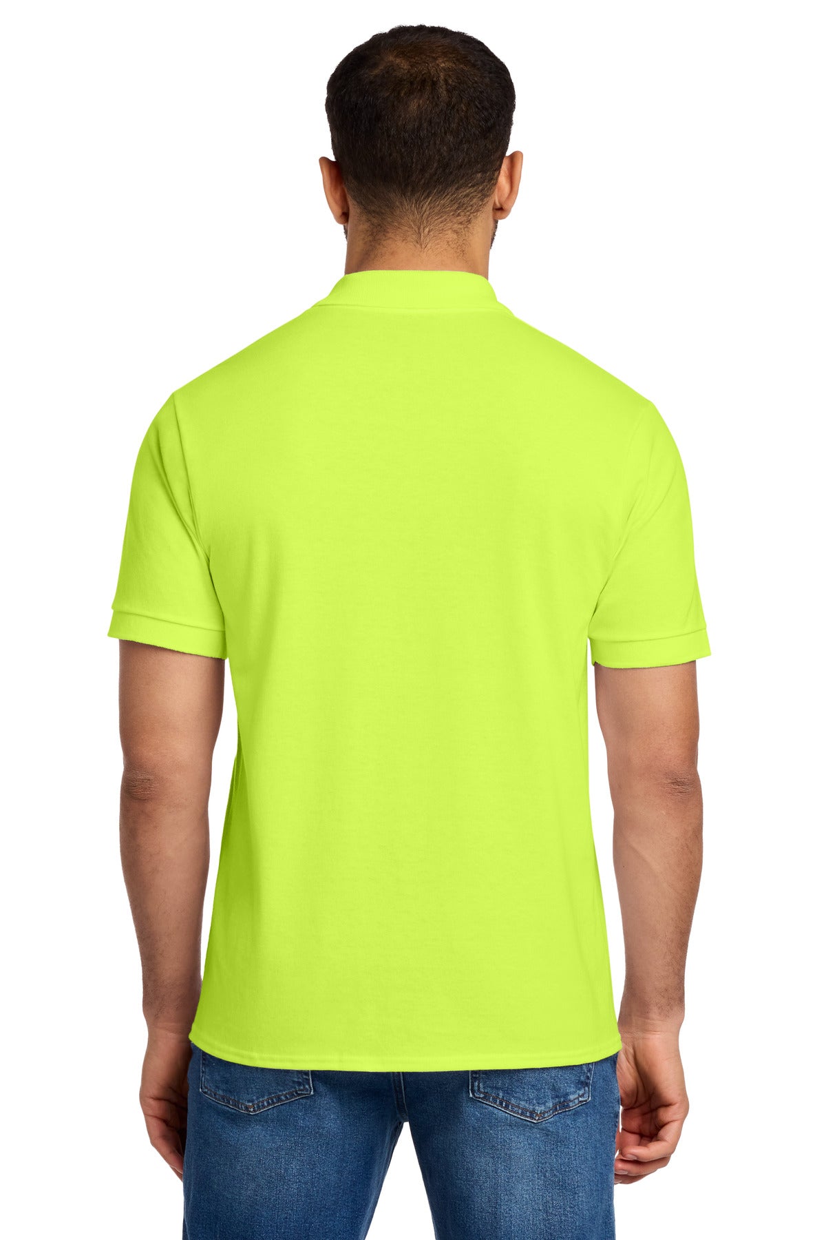 Port & Co Core Blend Jersey Knit Polo. KP55 - Safety Green - back