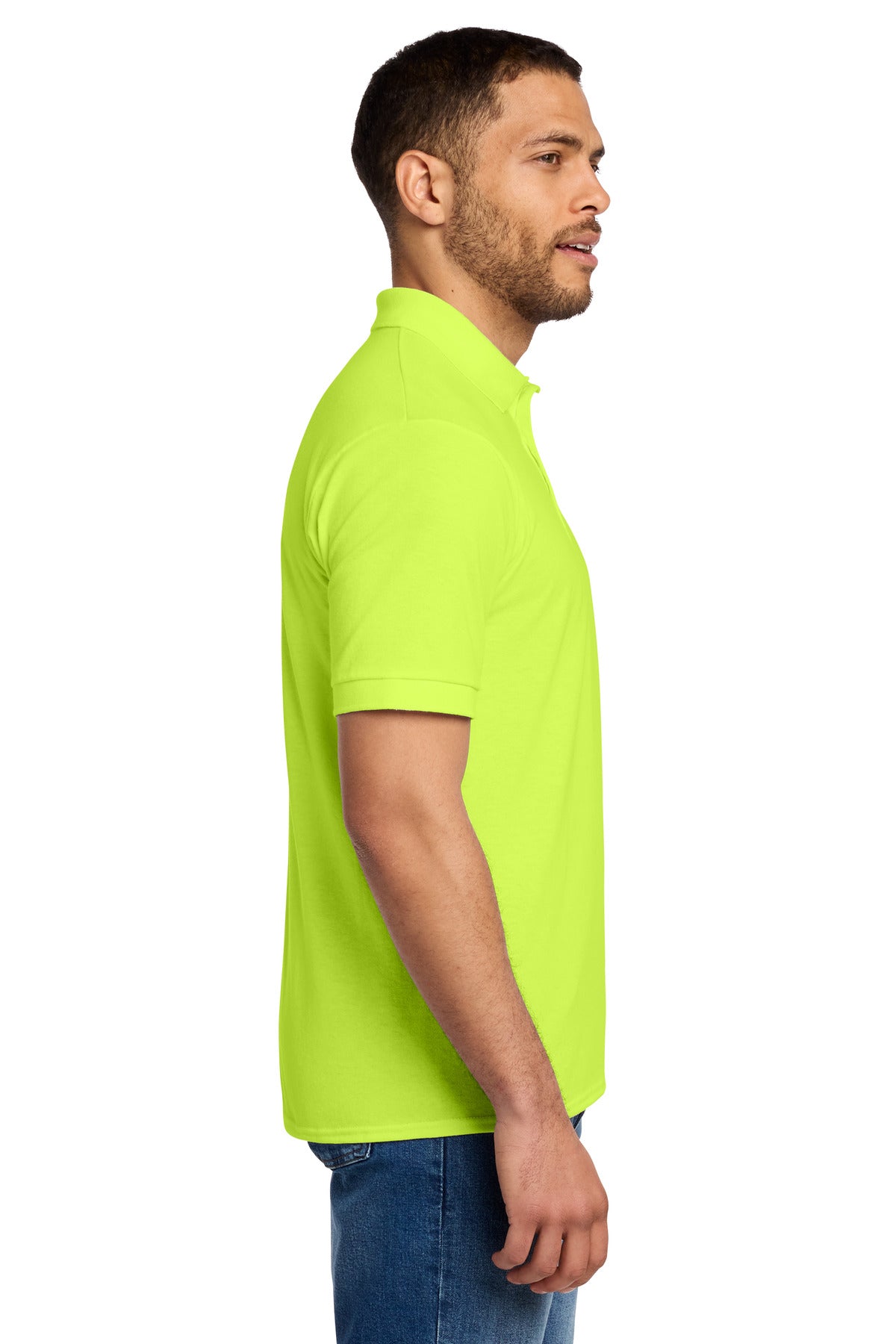Port & Co Core Blend Jersey Knit Polo. KP55 - Safety Green - side