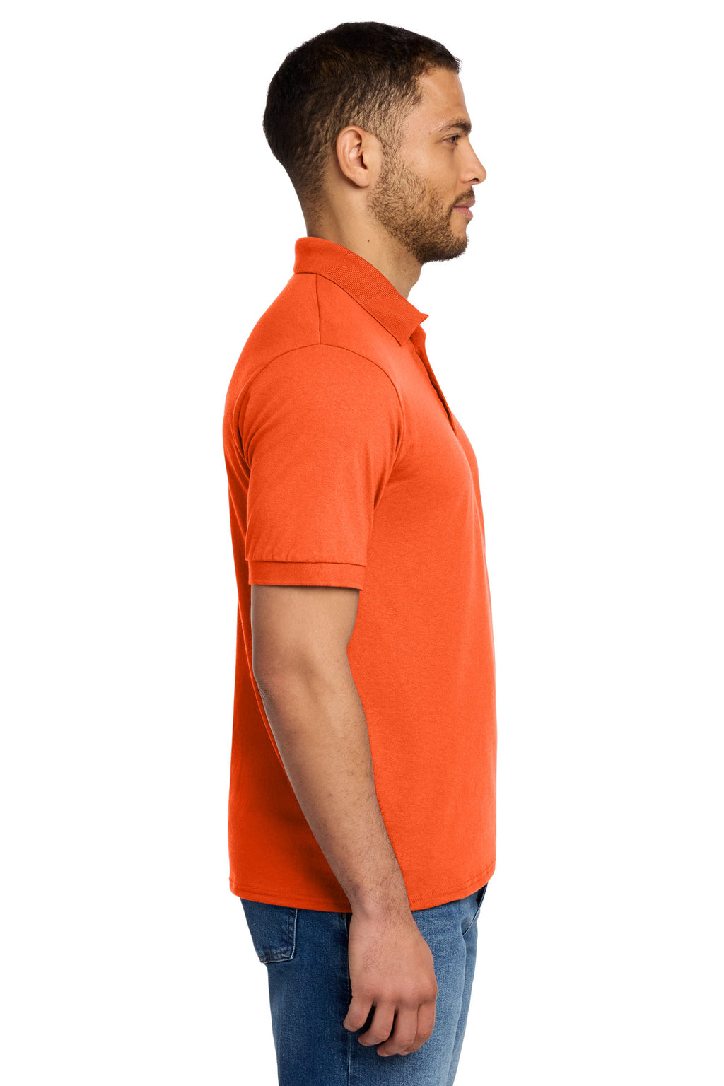 Port & Co Core Blend Jersey Knit Polo. KP55 - Safety Orange - side