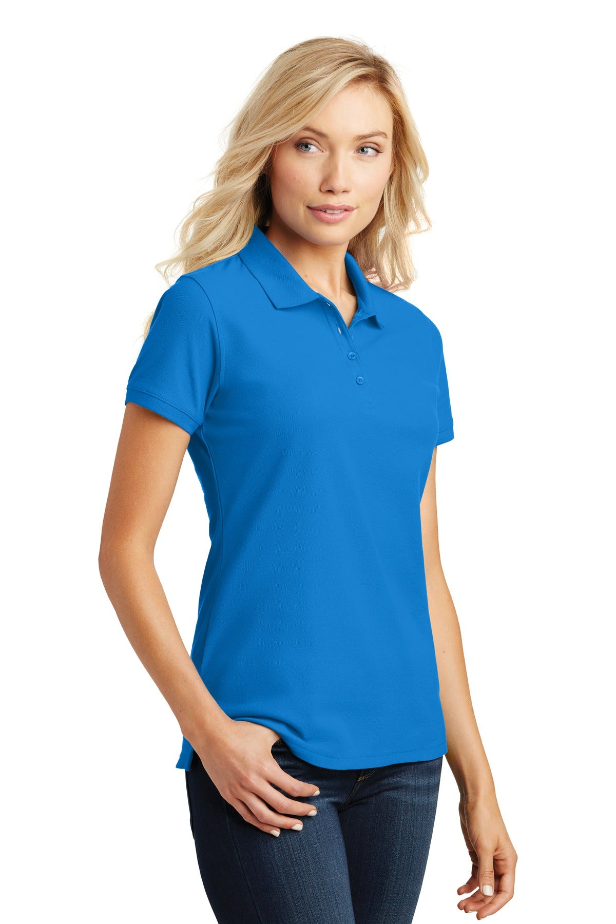 Port Authority Women's Core Classic Pique Polo. L100 - Coastal Blue - three_q