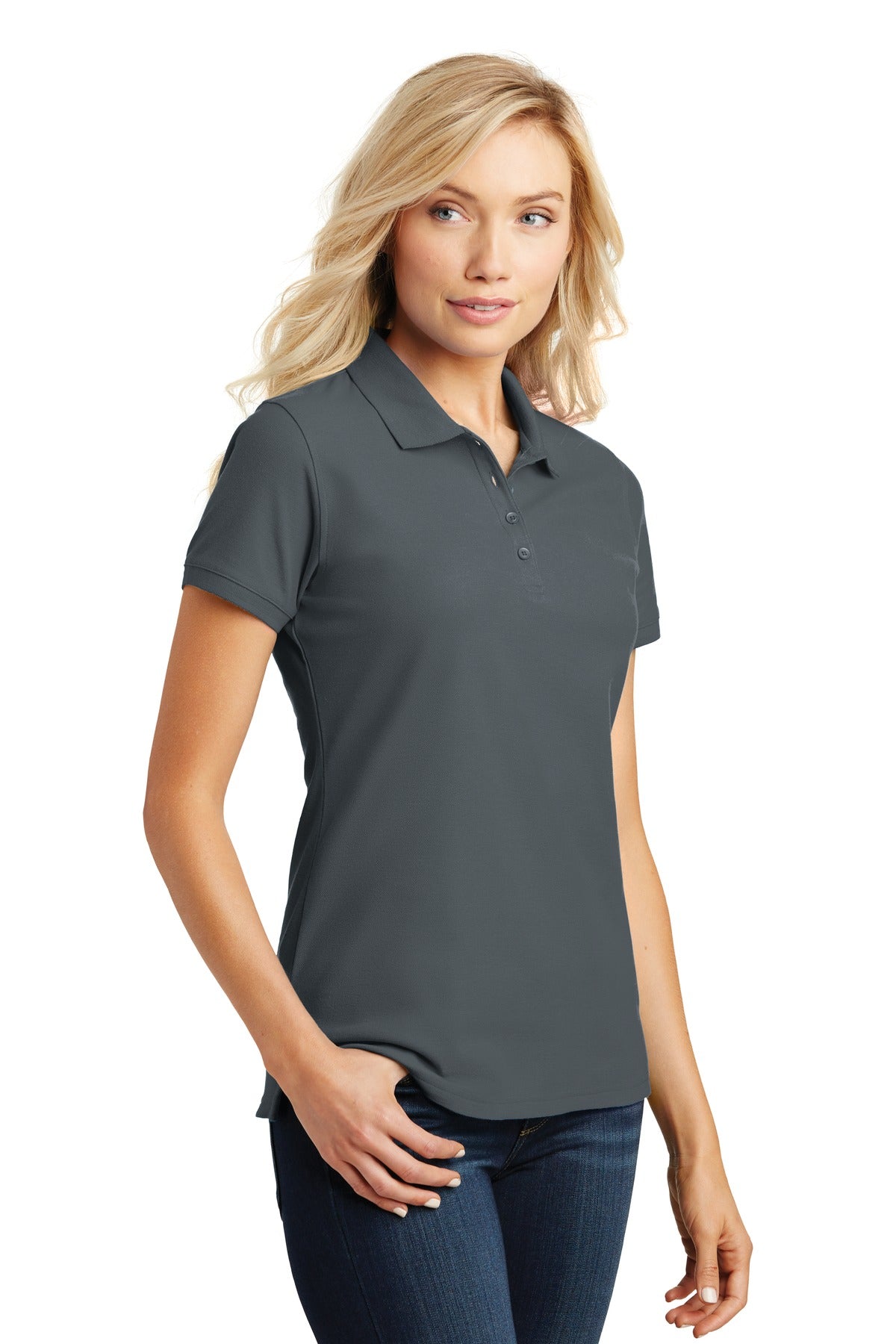 Port Authority Women's Core Classic Pique Polo. L100 - Graphite - three_q