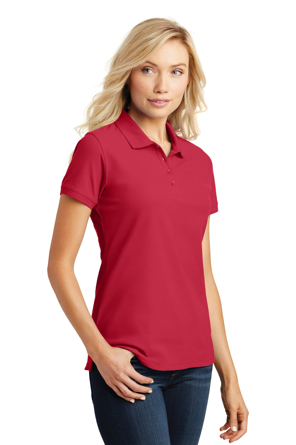 Port Authority Women's Core Classic Pique Polo. L100 - Rich Red - three_q