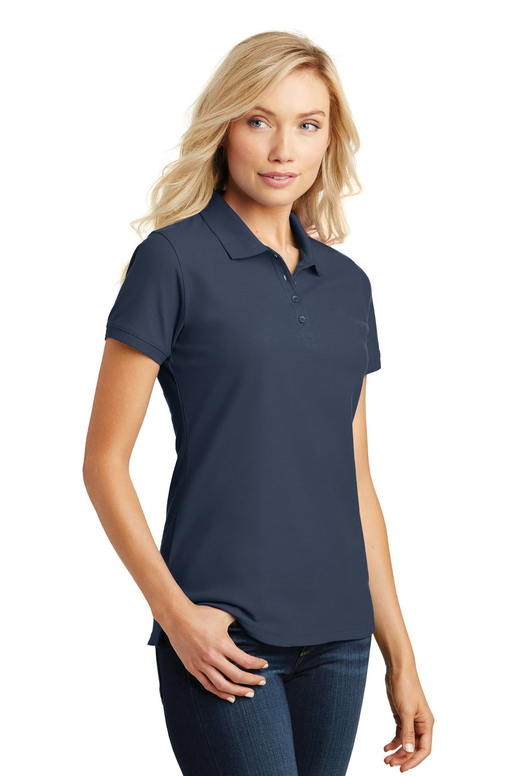 Port Authority Women's Core Classic Pique Polo. L100 - River Blue Navy - three_q