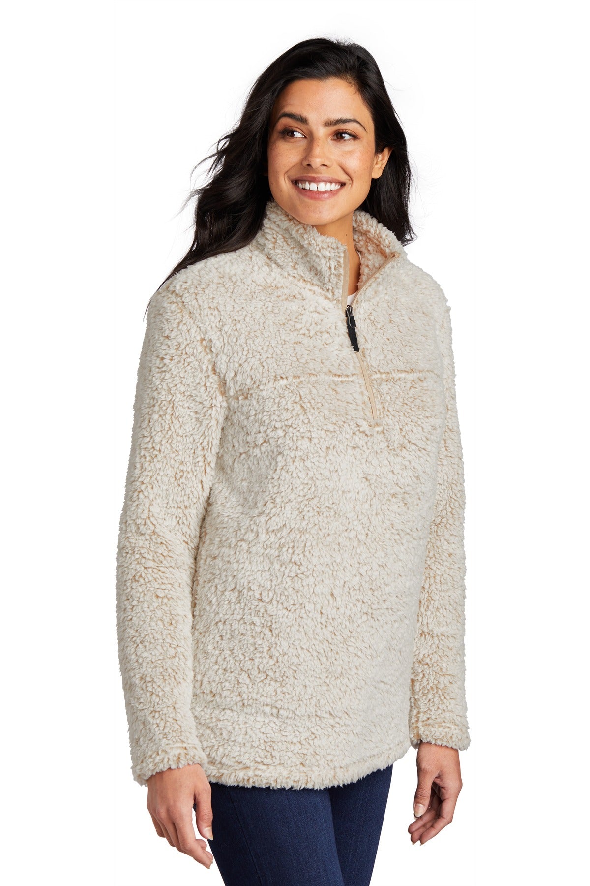 Port Authority Women's Cozy 1/4-Zip Fleece L130 - Oatmeal Heather - three_q