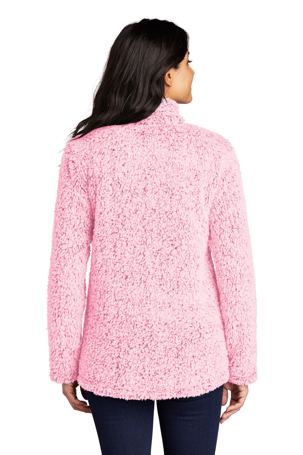 Port Authority Women's Cozy 1/4-Zip Fleece L130 - Pop Raspberry Heather - back