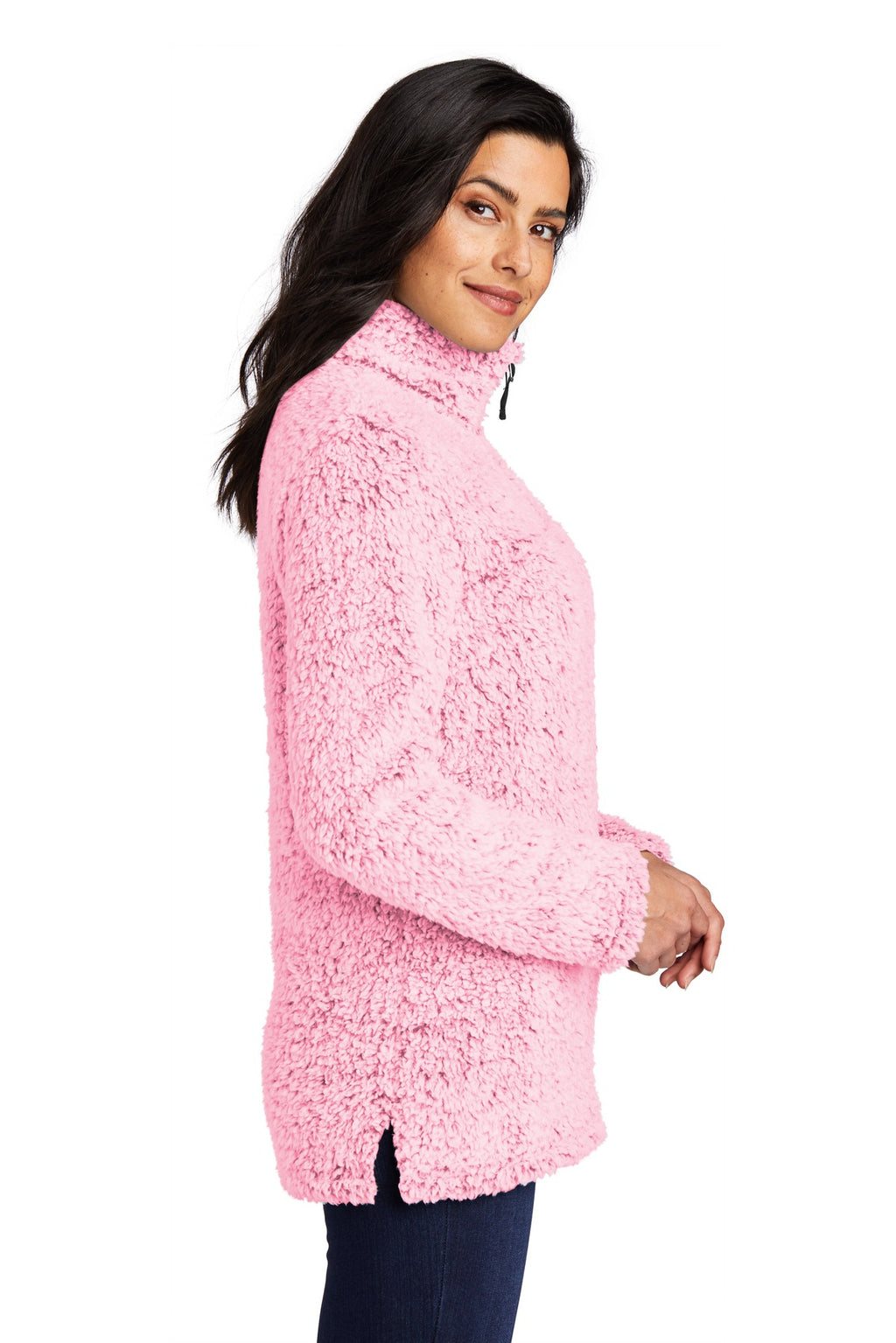 Port Authority Women's Cozy 1/4-Zip Fleece L130 - Pop Raspberry Heather - side