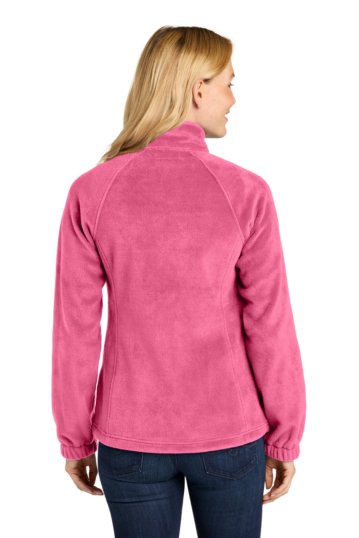 Port Authority Women's Plush Fleece Full-Zip Jacket L190 - Awareness Pink - back