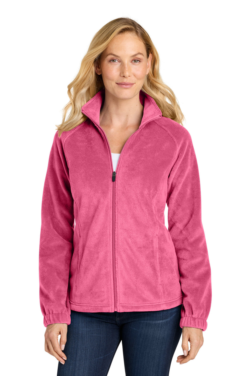 Port Authority Women's Plush Fleece Full-Zip Jacket L190 - Awareness Pink - front