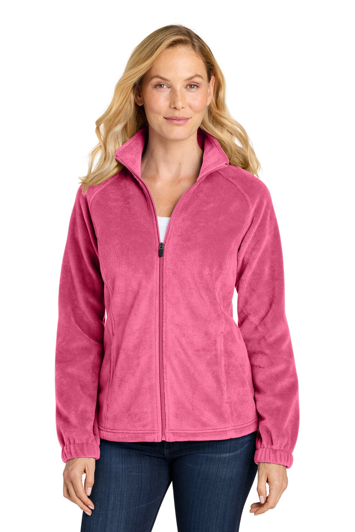 Port Authority Women's Plush Fleece Full-Zip Jacket L190 - Awareness Pink - front