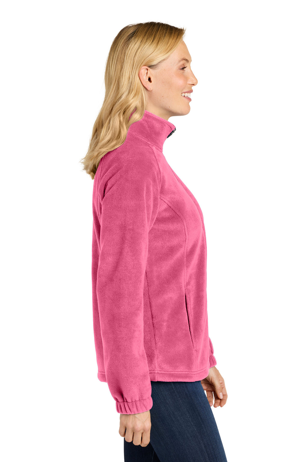 Port Authority Women's Plush Fleece Full-Zip Jacket L190 - Awareness Pink - side