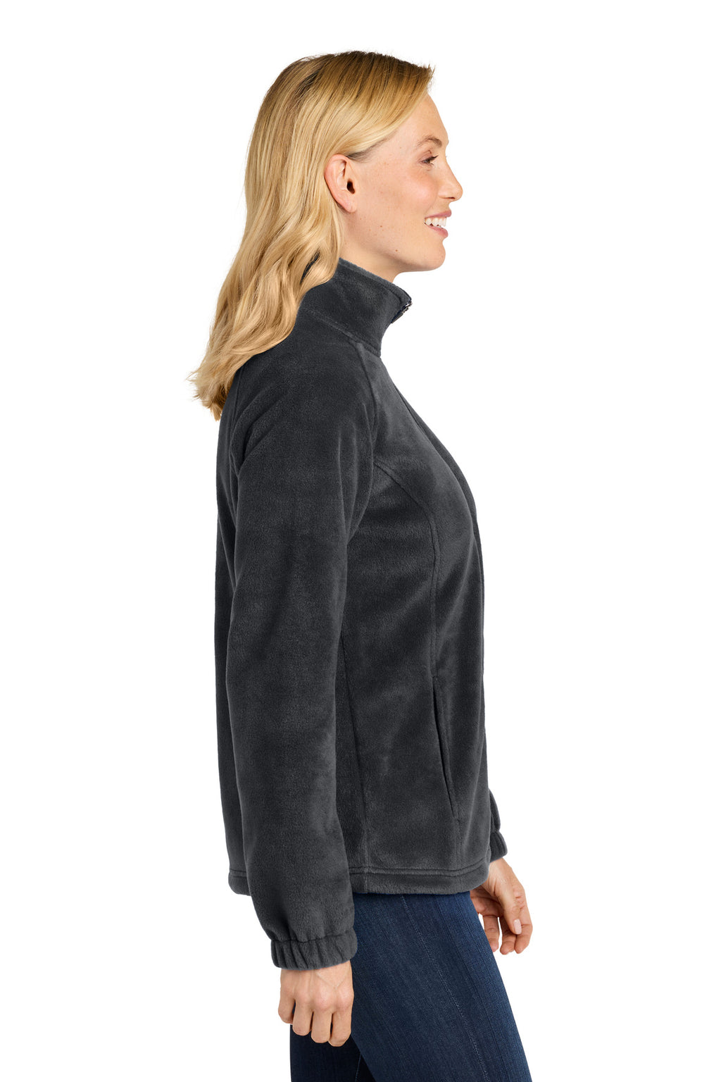 Port Authority Women's Plush Fleece Full-Zip Jacket L190 - Black - side