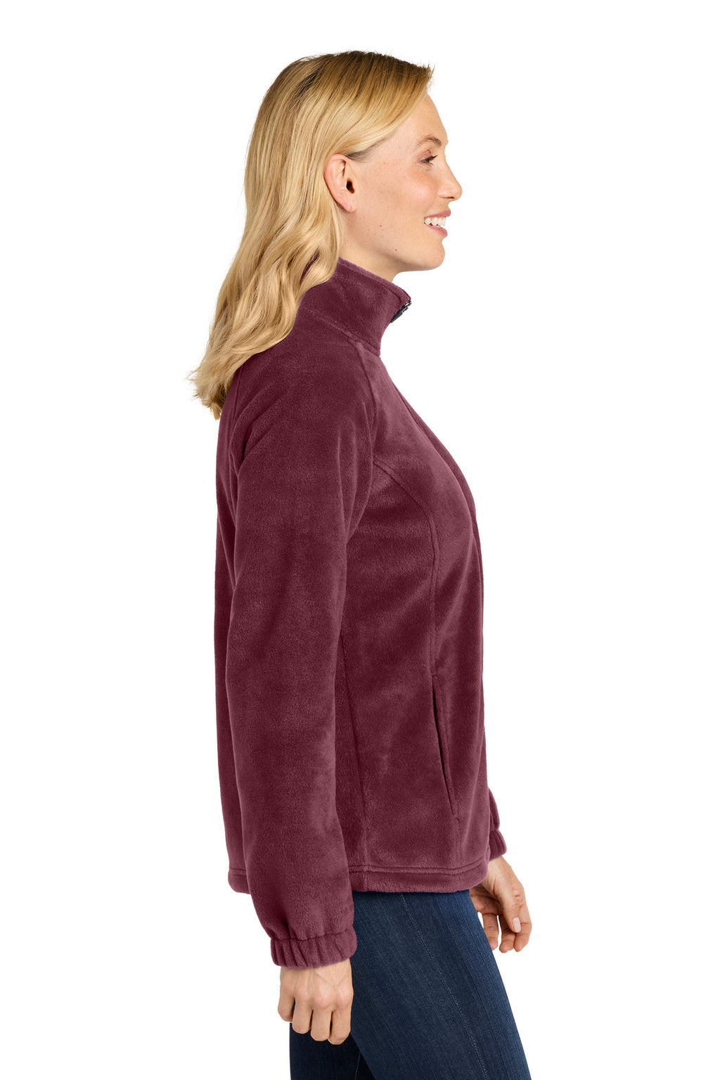 Port Authority Women's Plush Fleece Full-Zip Jacket L190 - Club Burgundy - side