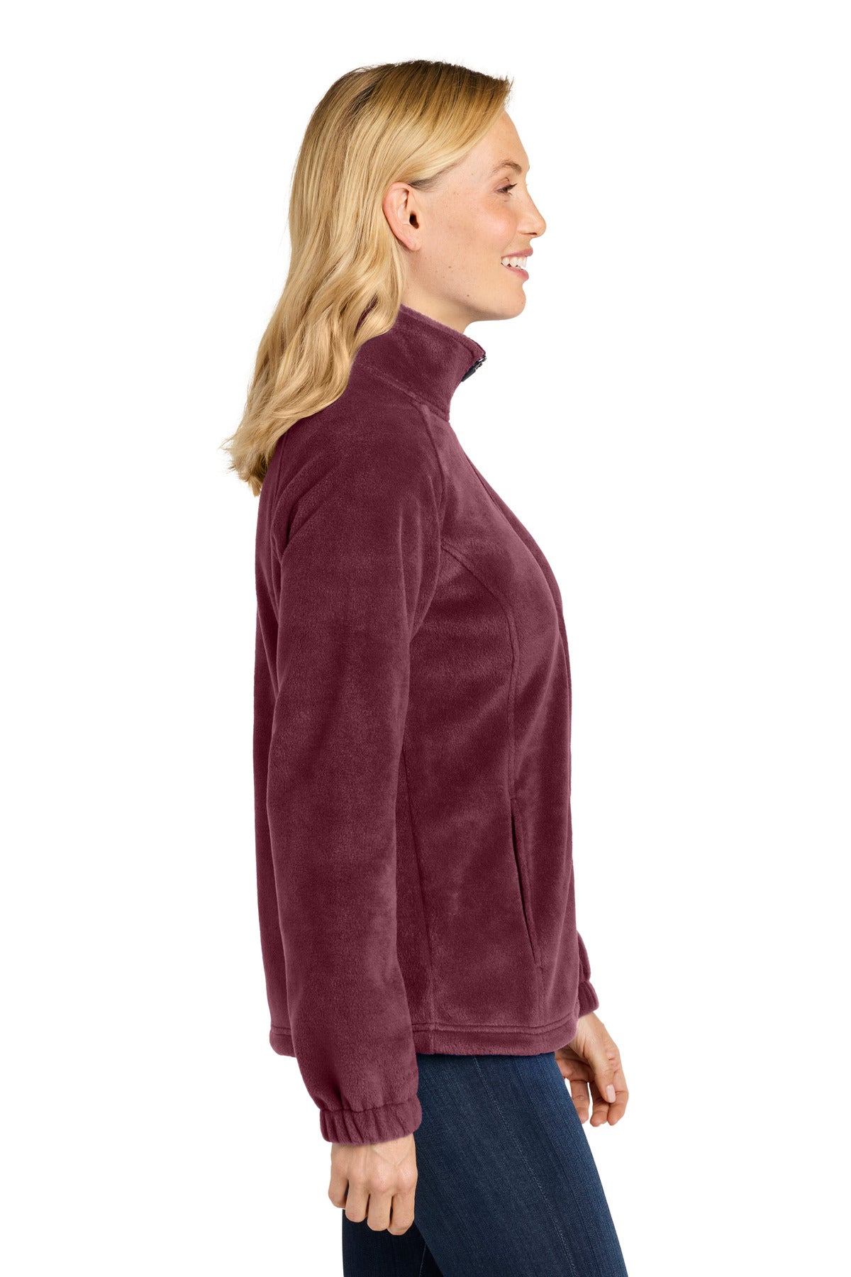 Port Authority Women's Plush Fleece Full-Zip Jacket L190 - Club Burgundy - side
