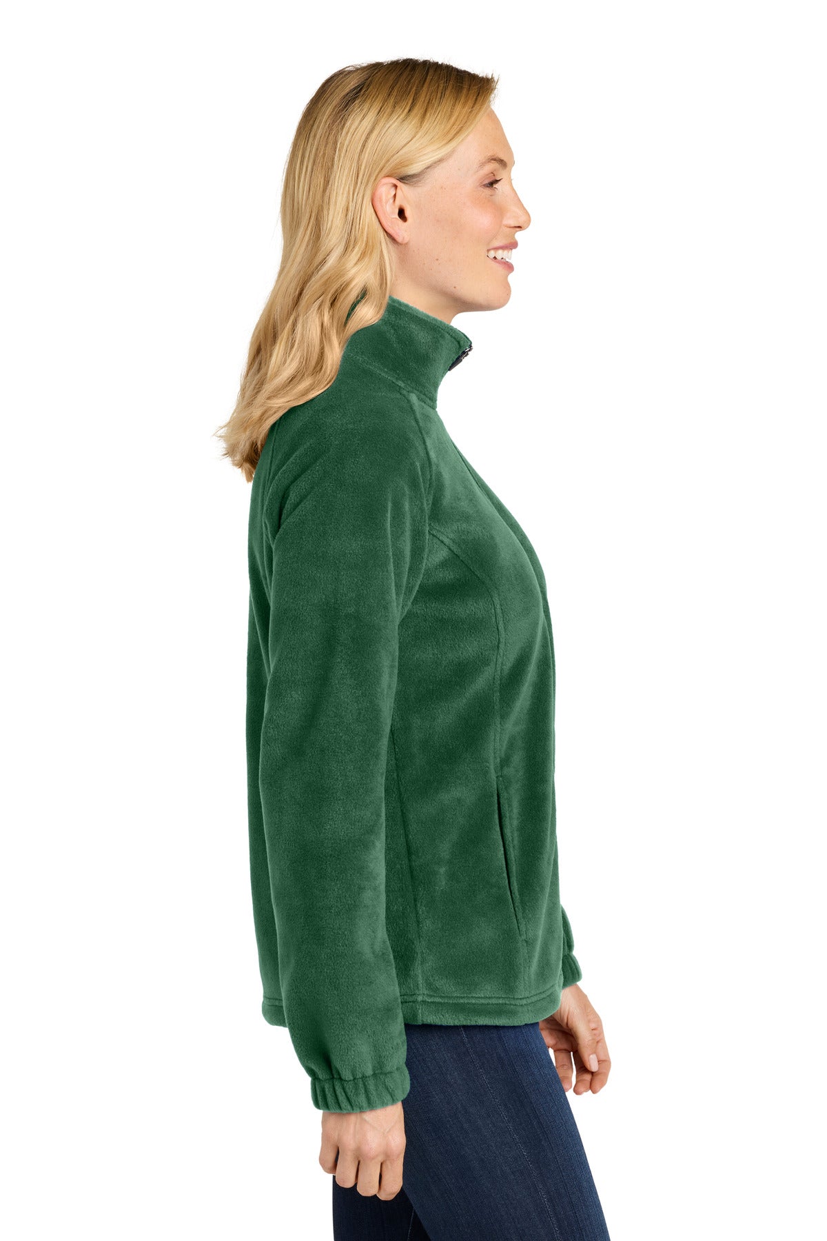 Port Authority Women's Plush Fleece Full-Zip Jacket L190 - Dark Green - side