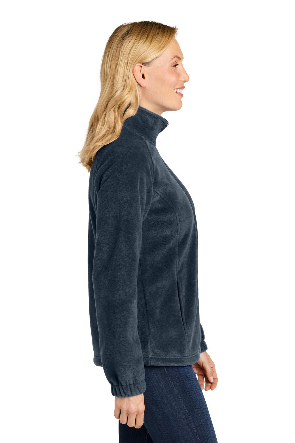 Port Authority Women's Plush Fleece Full-Zip Jacket L190 - Night Navy - side