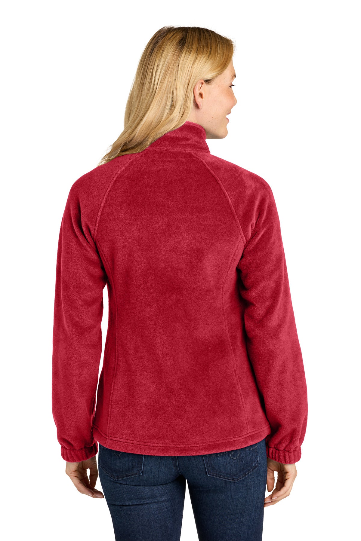 Port Authority Women's Plush Fleece Full-Zip Jacket L190 - Rich Red - back