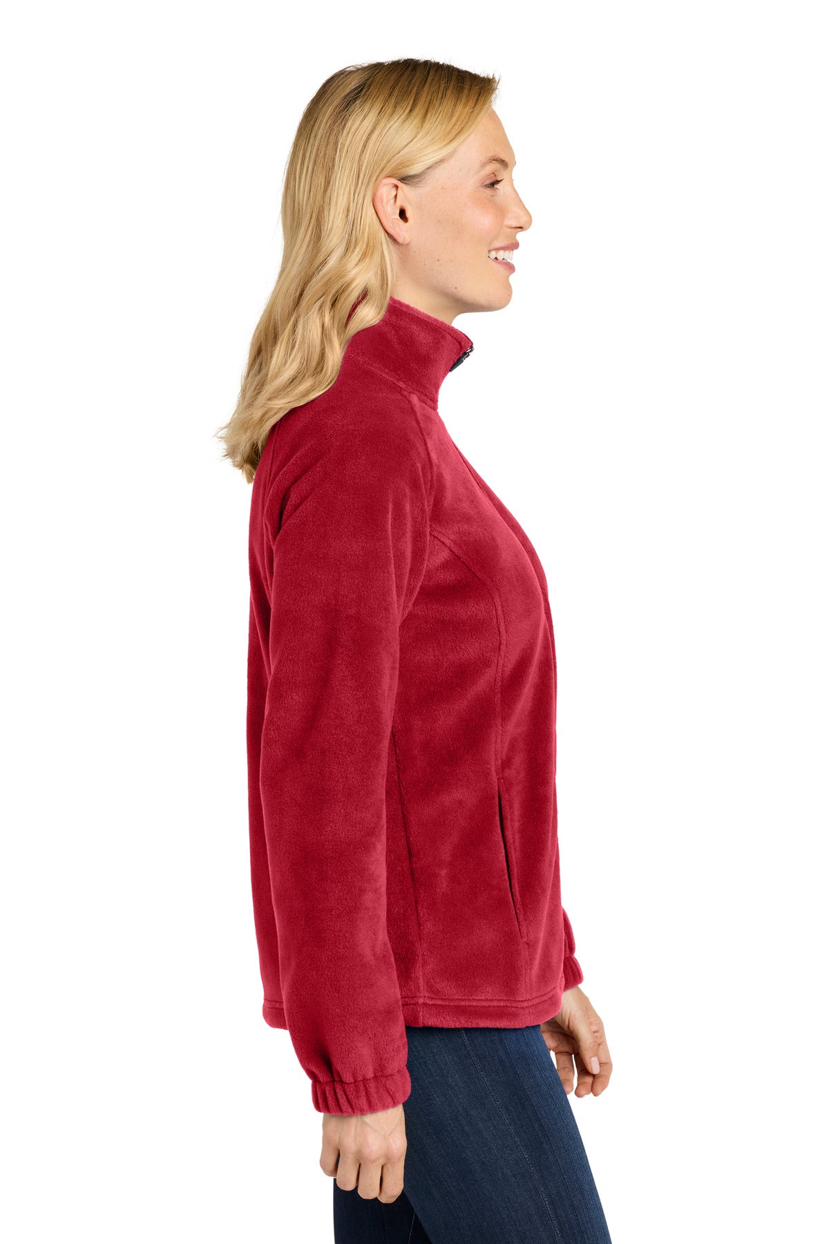 Port Authority Women's Plush Fleece Full-Zip Jacket L190 - Rich Red - side