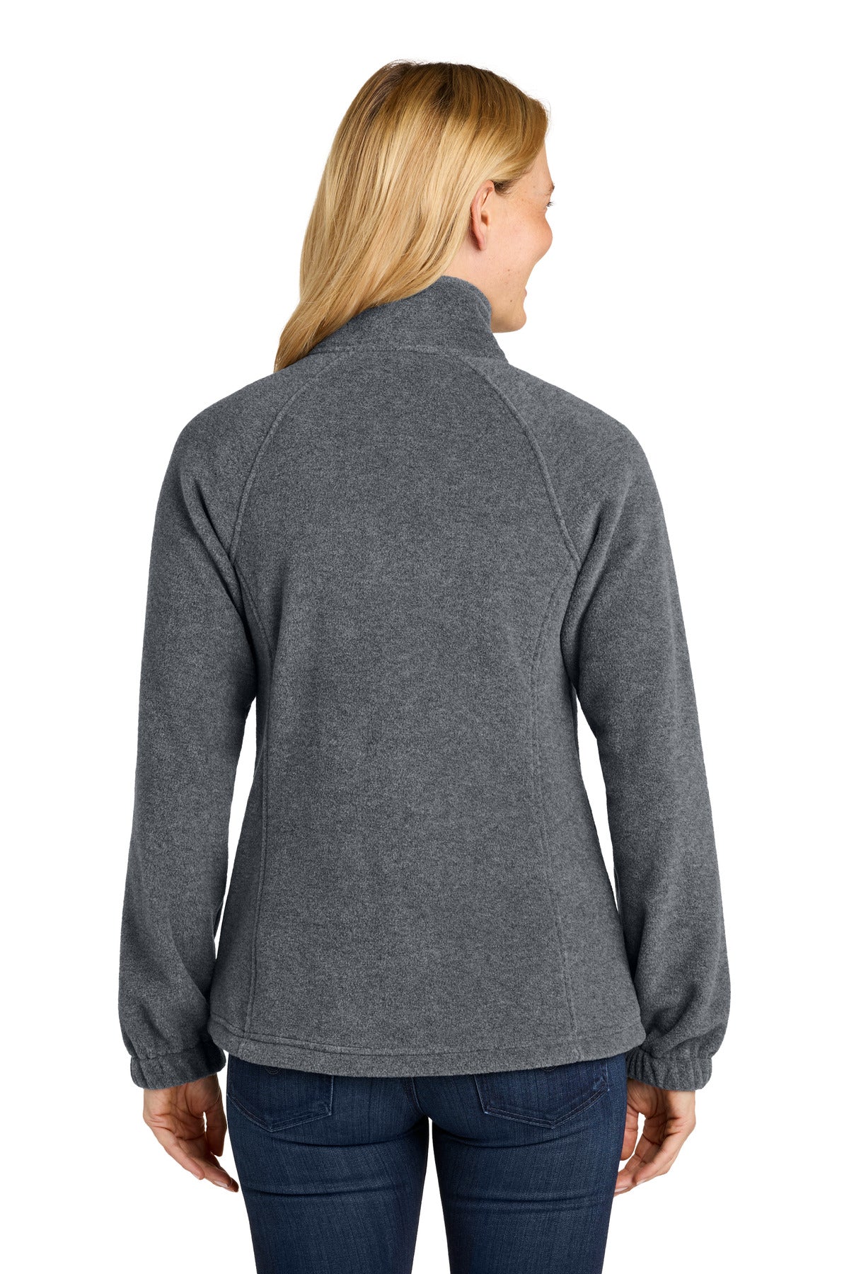 Port Authority Women's Plush Fleece Full-Zip Jacket L190 - Storm Grey Heather - back