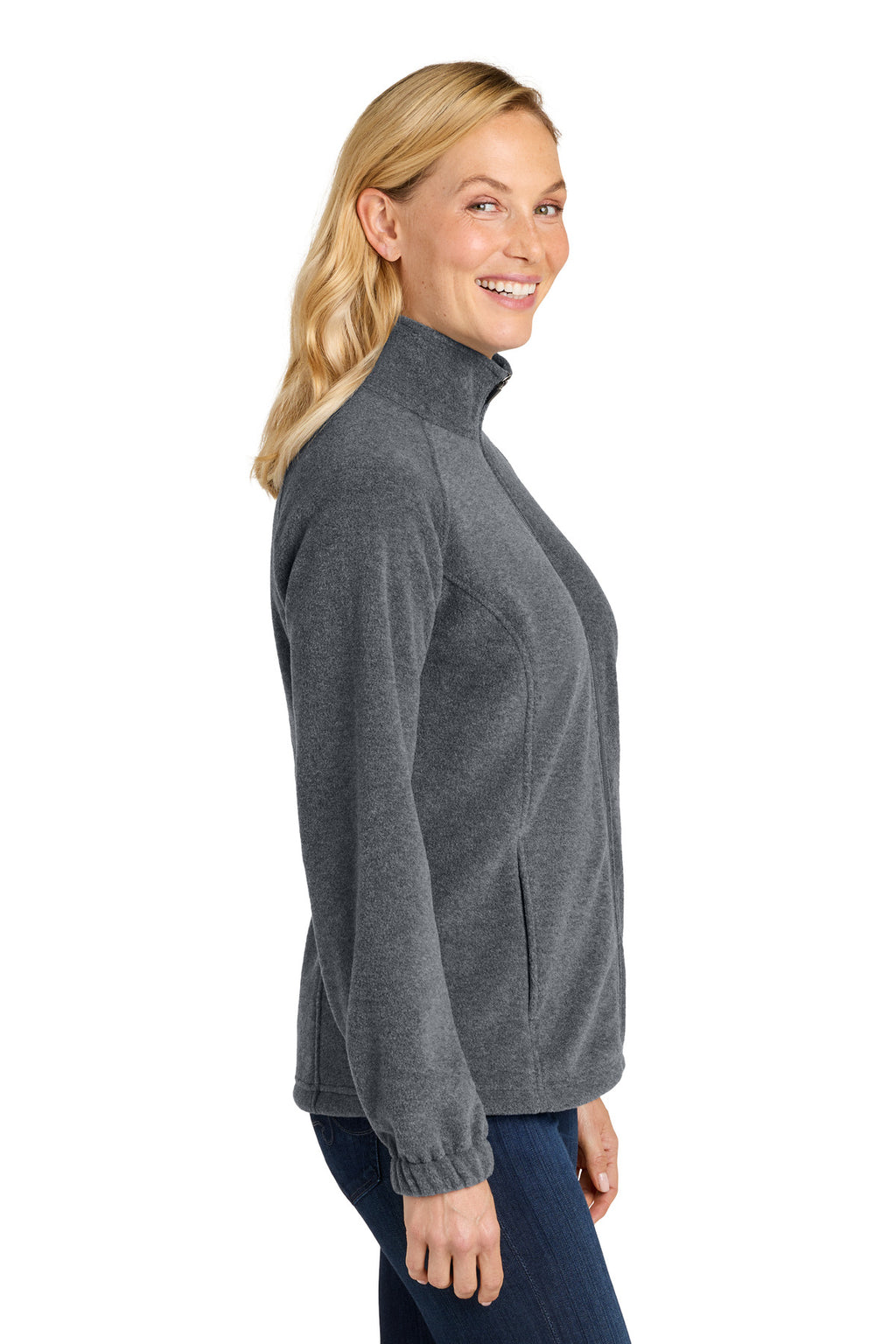 Port Authority Women's Plush Fleece Full-Zip Jacket L190 - Storm Grey Heather - side