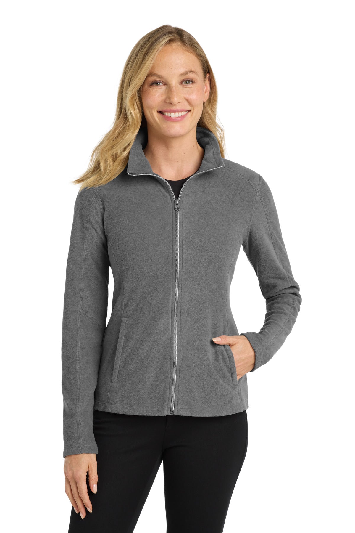 Port Authority Women's Microfleece Jacket. L223 - Pearl Grey - front
