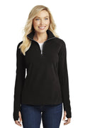Port Authority Women's Microfleece 1/2-Zip Pullover. L224 - Black - front