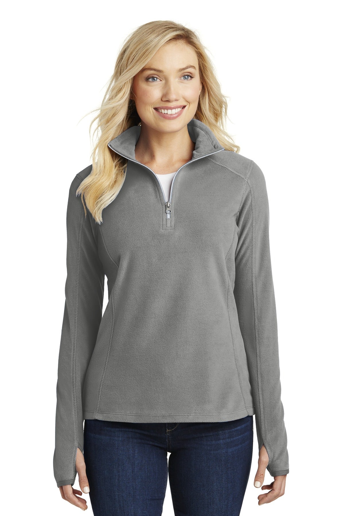 Port Authority Women's Microfleece 1/2-Zip Pullover. L224 - Pearl Grey - front