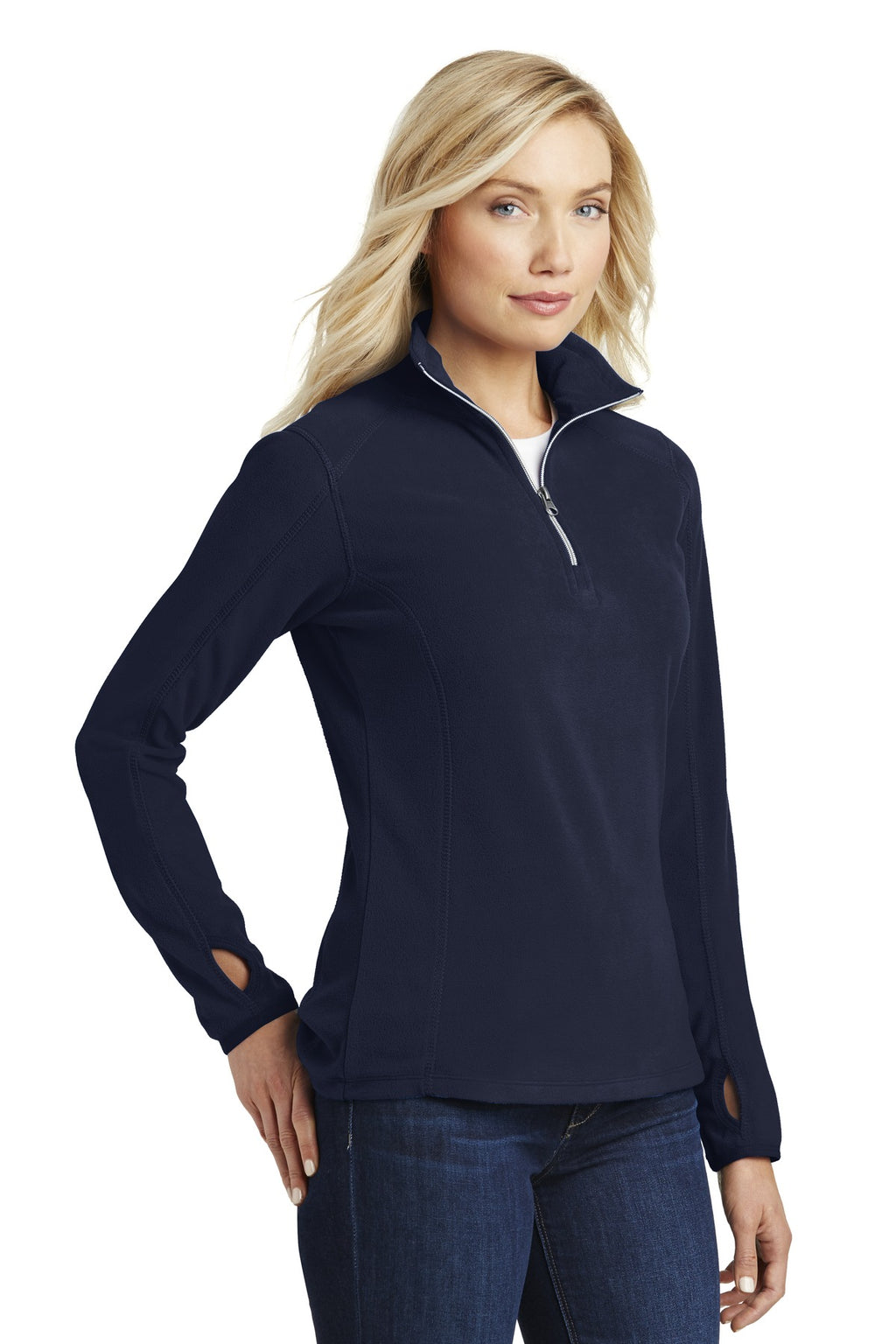 Port Authority Women's Microfleece 1/2-Zip Pullover. L224 - True Navy - three_q