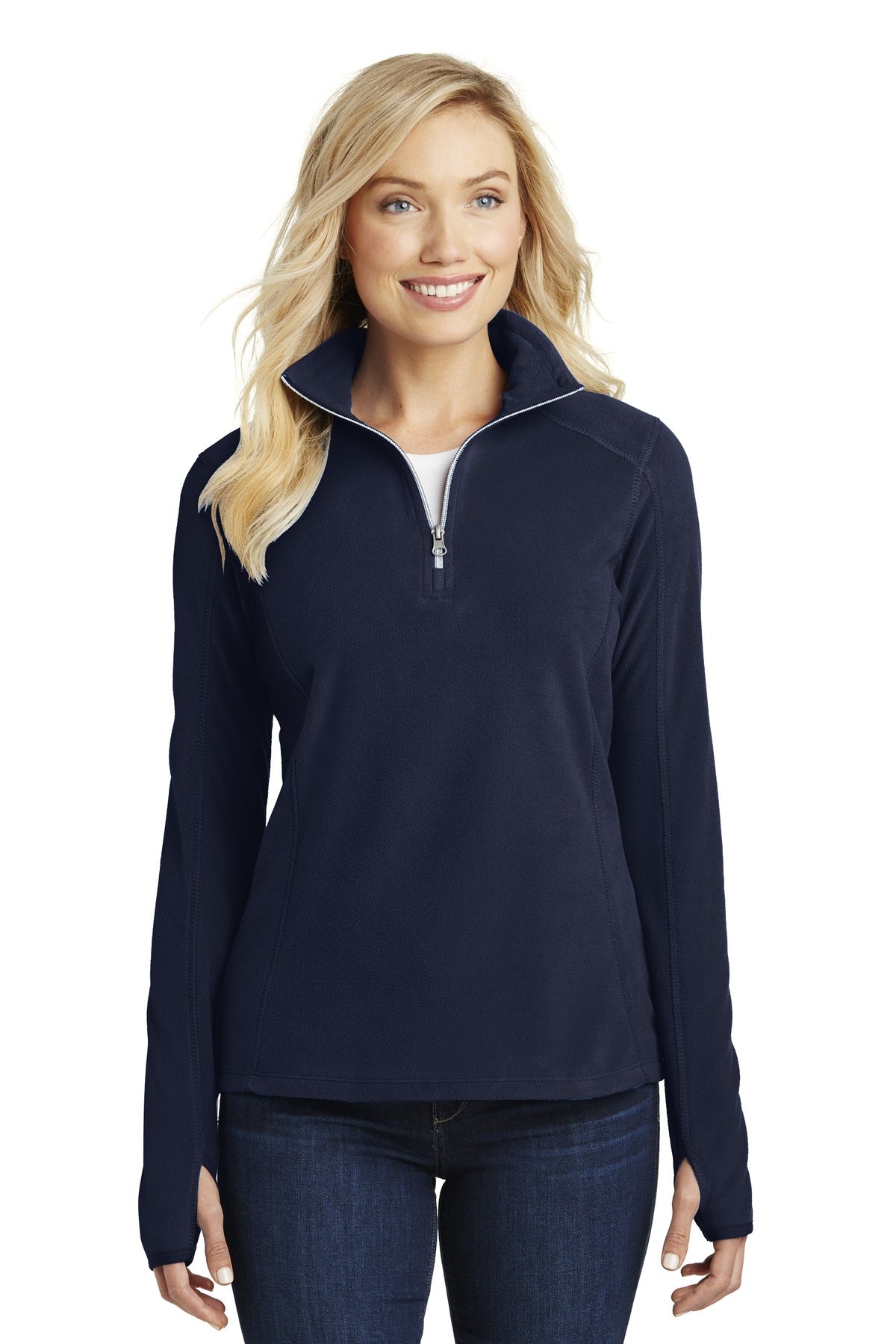 Port Authority Women's Microfleece 1/2-Zip Pullover. L224 - True Navy - front