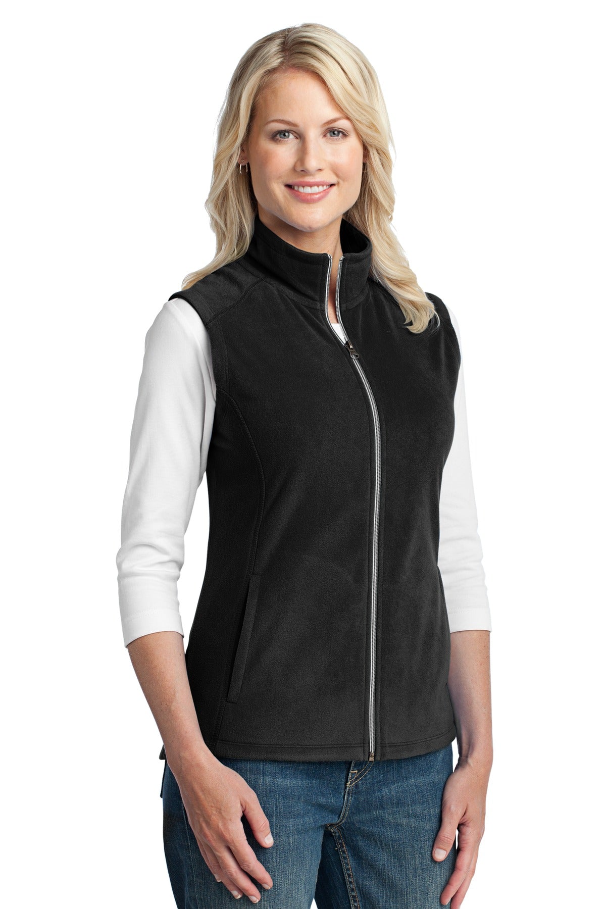 Port Authority Women's Microfleece Vest. L226 - Black - three_q