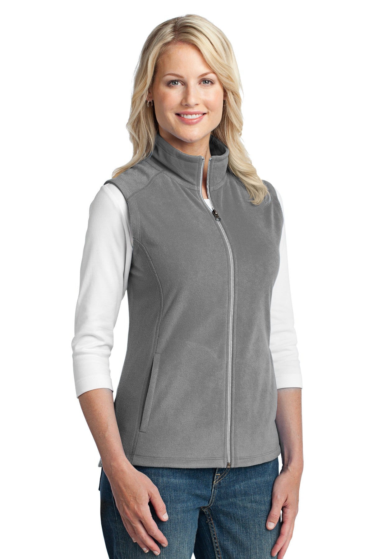 Port Authority Women's Microfleece Vest. L226 - Pearl Grey - three_q