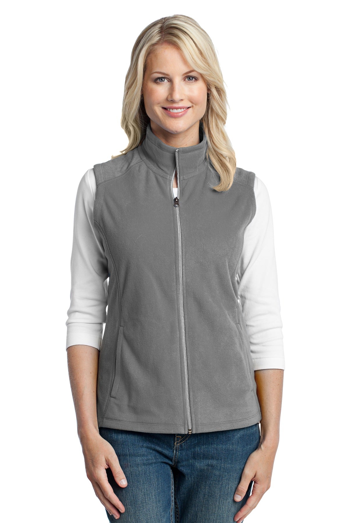 Port Authority Women's Microfleece Vest. L226 - Pearl Grey - front