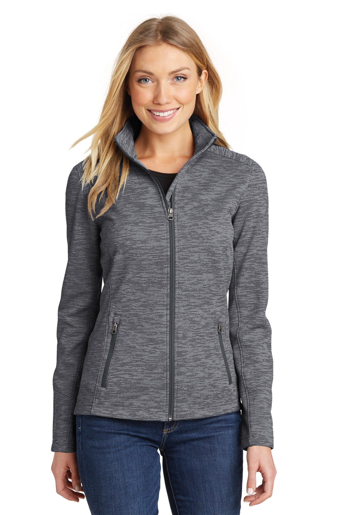 Port Authority Women's Digi Stripe Fleece Jacket. L231 - Black - front